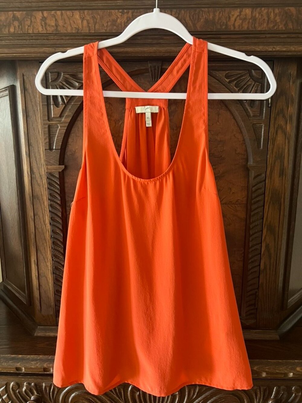 Joie 100% Silk Racerback Tank Top XS Coral Orange Sleeveless Blouse